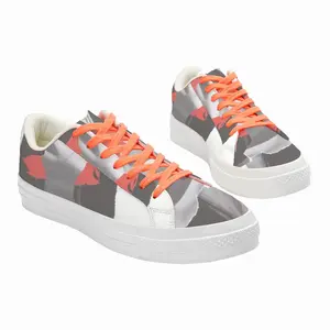 Men Red Low Top Canvas Shoes