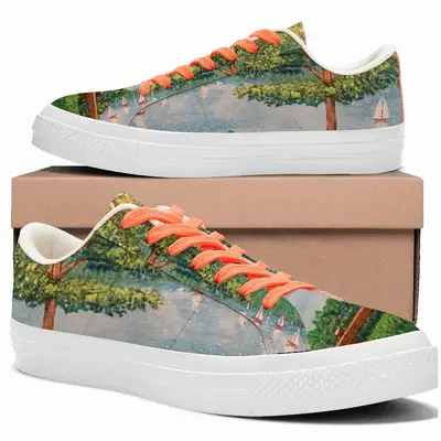 Men Sailboats And Park Low Top Canvas Shoes