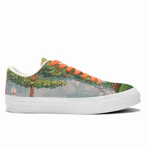 Men Sailboats And Park Low Top Canvas Shoes