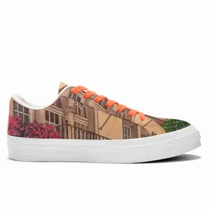 Men Italian Villa With Bougainvillea Low Top Canvas Shoes