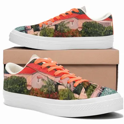 Men House With Red Roof Low Top Canvas Shoes