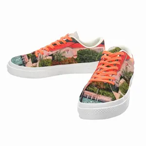 Men House With Red Roof Low Top Canvas Shoes