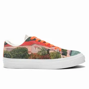 Men House With Red Roof Low Top Canvas Shoes