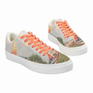 Men Sailboat On Miami Beach Low Top Canvas Shoes