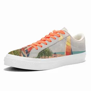 Men Sailboat On Miami Beach Low Top Canvas Shoes