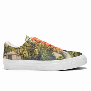 Men Lake With Fishing Pier Low Top Canvas Shoes