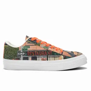 Men #6Th Avenue Restaurant New York City Low Top Canvas Shoes