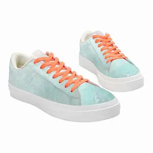 Men Turquoise Blue Window Low Top Canvas Shoes