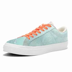 Men Turquoise Blue Window Low Top Canvas Shoes