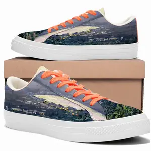 Men Sunset In Crete Greece Low Top Canvas Shoes