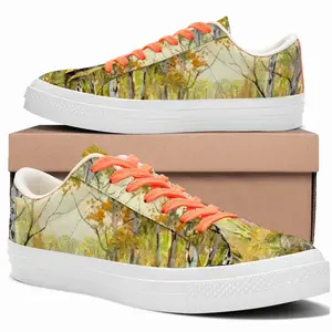 Men Birch Tree Forest Trail Low Top Canvas Shoes