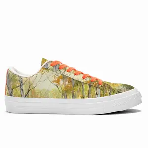 Men Birch Tree Forest Trail Low Top Canvas Shoes