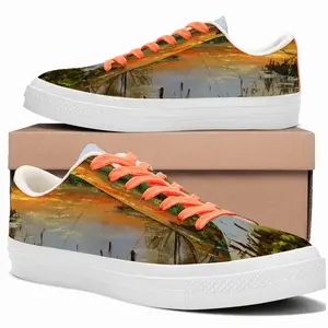 Men Idyllic Scenic Summer Sunset Landscape Low Top Canvas Shoes