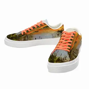 Men Idyllic Scenic Summer Sunset Landscape Low Top Canvas Shoes