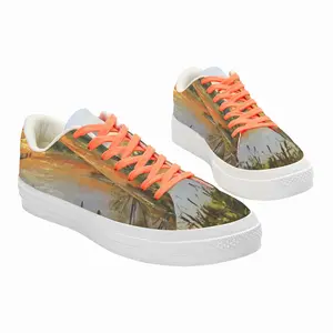 Men Idyllic Scenic Summer Sunset Landscape Low Top Canvas Shoes