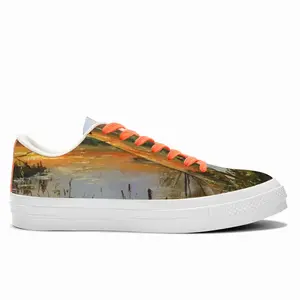 Men Idyllic Scenic Summer Sunset Landscape Low Top Canvas Shoes