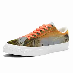 Men Idyllic Scenic Summer Sunset Landscape Low Top Canvas Shoes