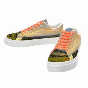 Men Plain River Landscape Low Top Canvas Shoes