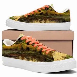 Men Orange Sunset Pond Low Top Canvas Shoes