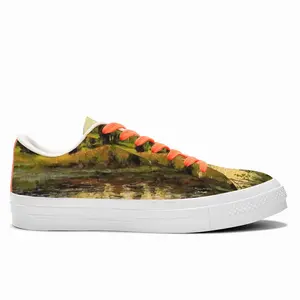 Men Orange Sunset Pond Low Top Canvas Shoes