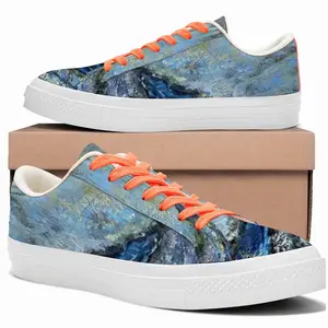 Men Night Winter Road Low Top Canvas Shoes