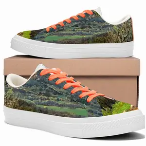 Men Oil Landscape Mountain Valley Low Top Canvas Shoes