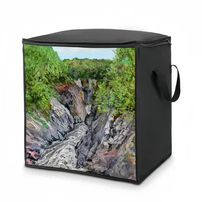 Oil Landscape Rocky Gorge With Rough River Quilt Storage Bag