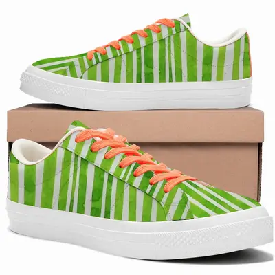 Men Green Lines Low Top Canvas Shoes