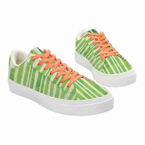 Men Green Lines Low Top Canvas Shoes