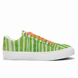 Men Green Lines Low Top Canvas Shoes