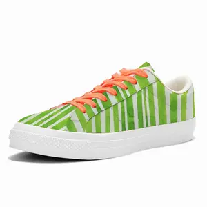 Men Green Lines Low Top Canvas Shoes