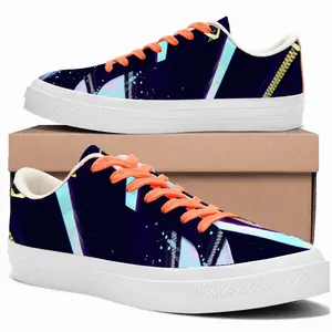 Men His Zipper Is Open Bright Blue Low Top Canvas Shoes