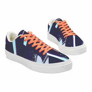 Men His Zipper Is Open Bright Blue Low Top Canvas Shoes