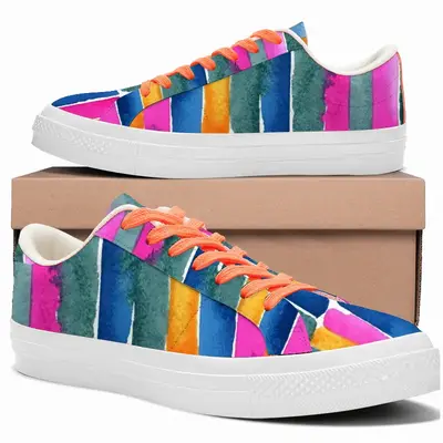 Men Watercolor Pink Blue Extra Large Low Top Canvas Shoes