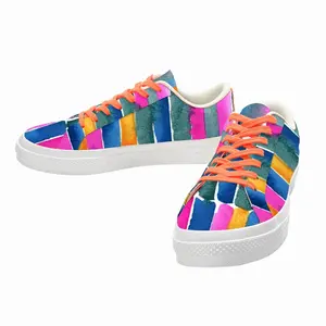 Men Watercolor Pink Blue Extra Large Low Top Canvas Shoes