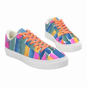 Men Watercolor Pink Blue Extra Large Low Top Canvas Shoes