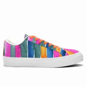 Men Watercolor Pink Blue Extra Large Low Top Canvas Shoes