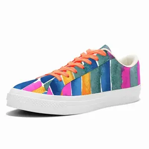 Men Watercolor Pink Blue Extra Large Low Top Canvas Shoes