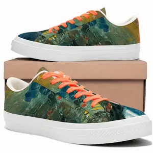 Men Bouquet Orange And Blue Low Top Canvas Shoes