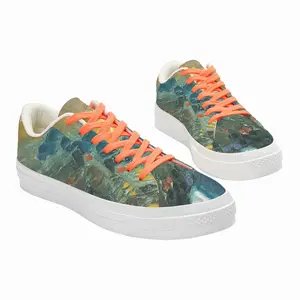 Men Bouquet Orange And Blue Low Top Canvas Shoes