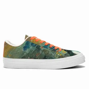 Men Bouquet Orange And Blue Low Top Canvas Shoes