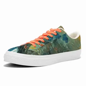 Men Bouquet Orange And Blue Low Top Canvas Shoes