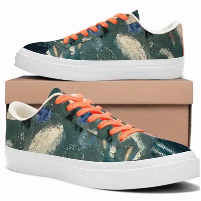 Men Bouquet White And Blue Low Top Canvas Shoes