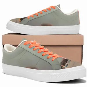 Men Green Lagoon With One Boat Low Top Canvas Shoes