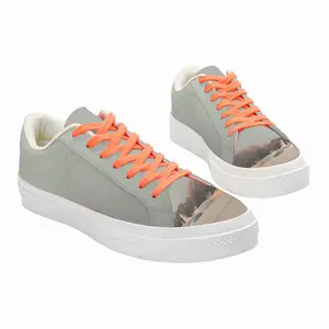 Men Green Lagoon With One Boat Low Top Canvas Shoes