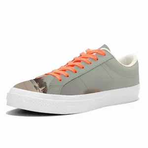 Men Green Lagoon With One Boat Low Top Canvas Shoes