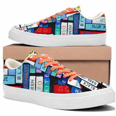 Men Colour Word Low Top Canvas Shoes