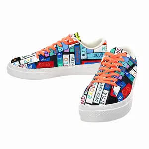 Men Colour Word Low Top Canvas Shoes