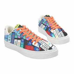 Men Colour Word Low Top Canvas Shoes