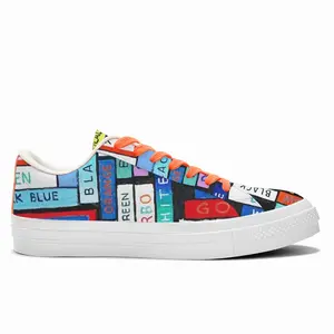 Men Colour Word Low Top Canvas Shoes